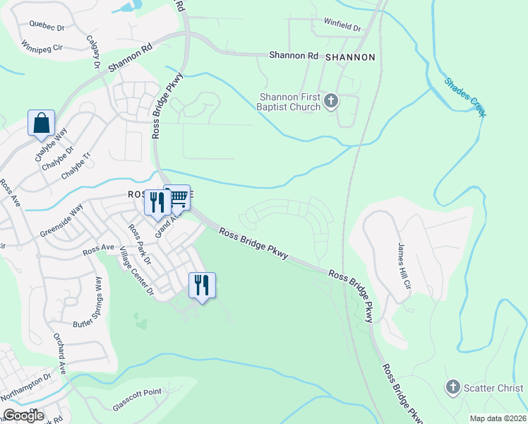 map of restaurants, bars, coffee shops, grocery stores, and more near 3321 Sawyer Drive in Hoover