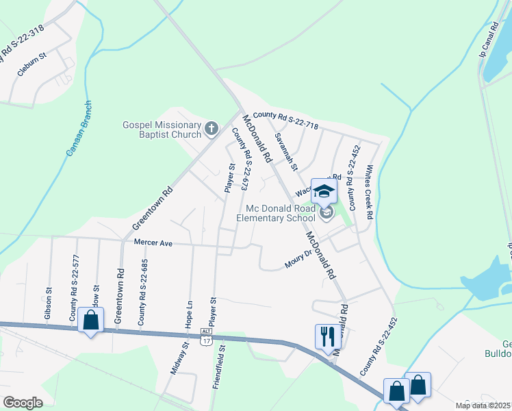 map of restaurants, bars, coffee shops, grocery stores, and more near 677 Stacy Court in Georgetown