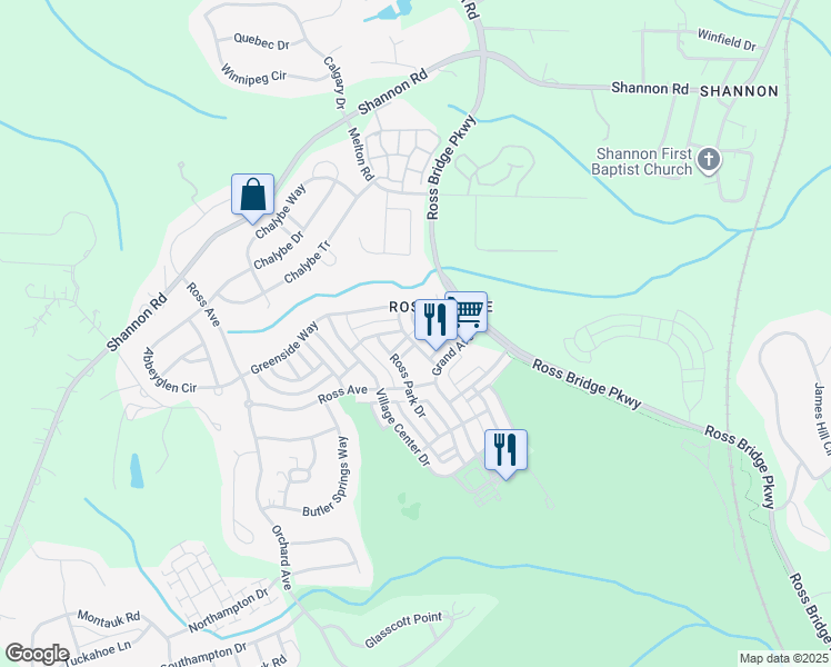 map of restaurants, bars, coffee shops, grocery stores, and more near 3748 Village Center Way in Birmingham