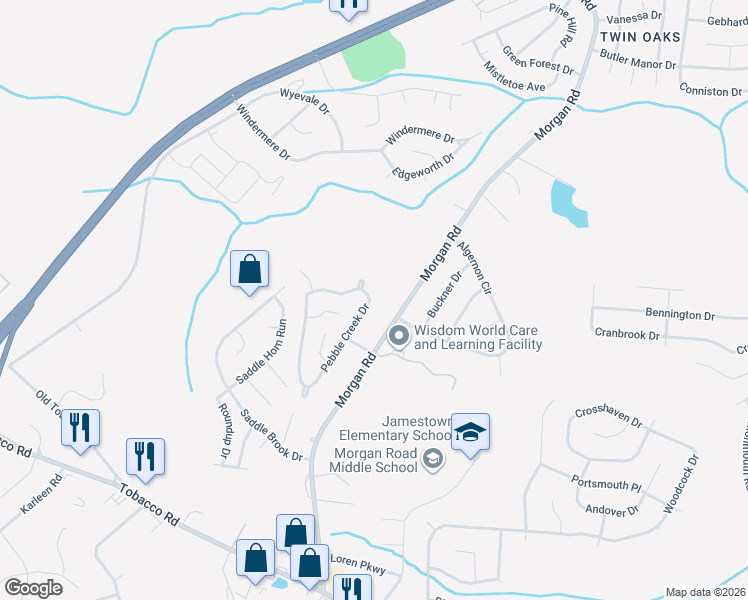 map of restaurants, bars, coffee shops, grocery stores, and more near 3518 Pebble Creek Drive in Hephzibah
