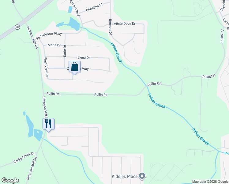 map of restaurants, bars, coffee shops, grocery stores, and more near 550 Pullin Road in McDonough