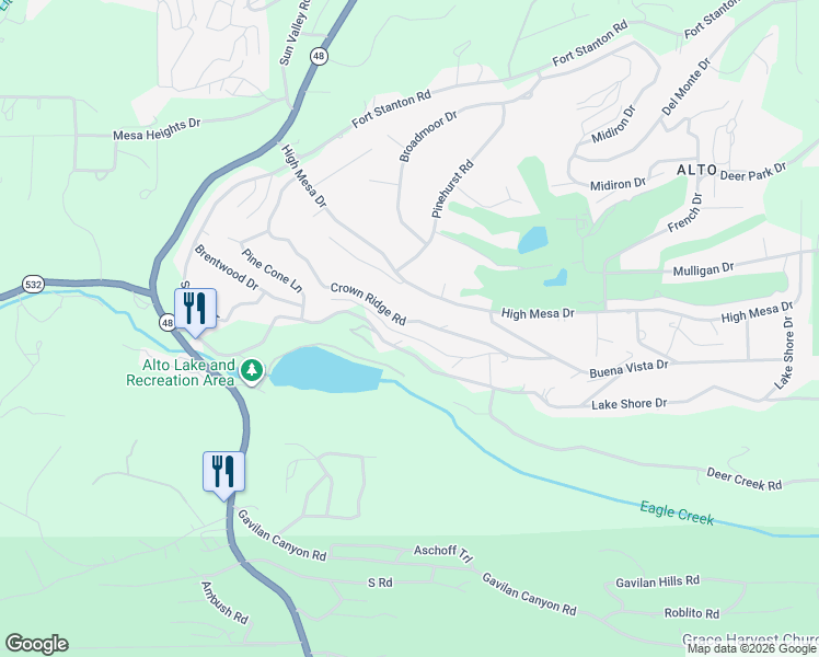 map of restaurants, bars, coffee shops, grocery stores, and more near 170 Crown Ridge Road in Alto