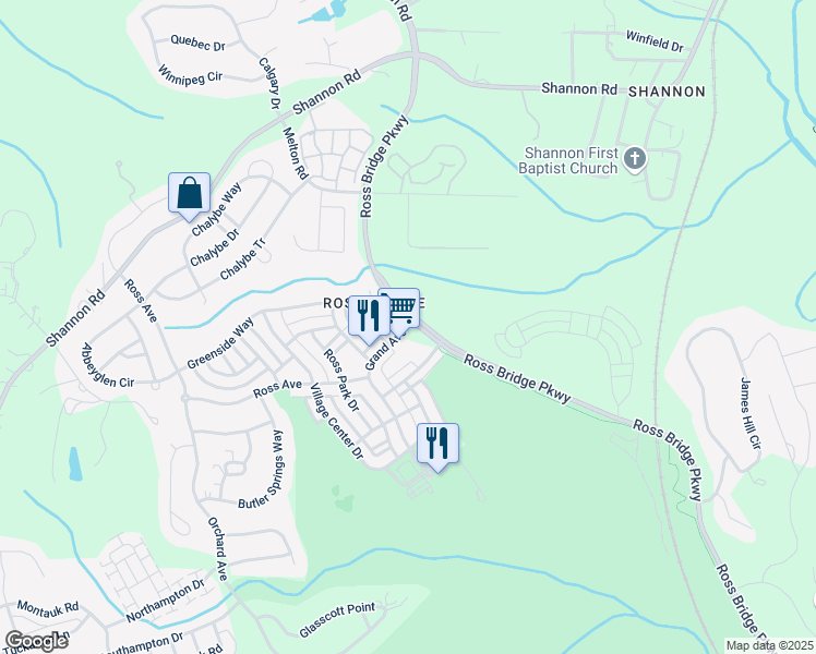 map of restaurants, bars, coffee shops, grocery stores, and more near 1244 Grand Avenue in Hoover