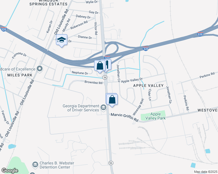 map of restaurants, bars, coffee shops, grocery stores, and more near 211 Forest Ridge Place in Augusta