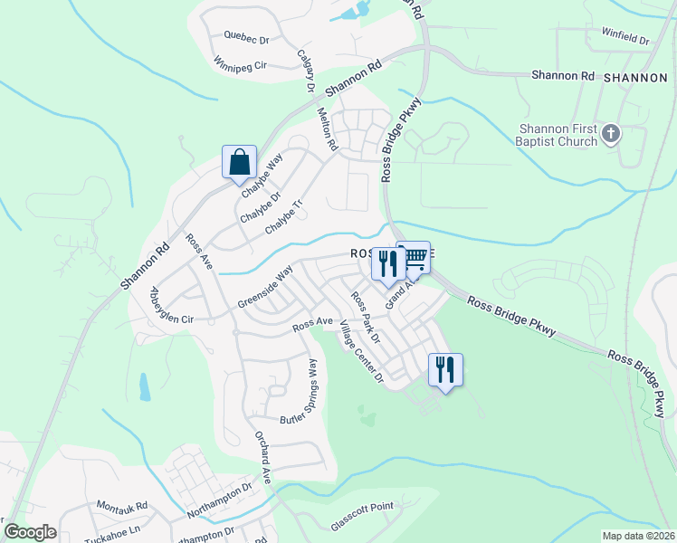 map of restaurants, bars, coffee shops, grocery stores, and more near 2059 Ross Park Way in Birmingham