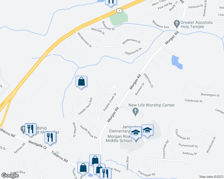 map of restaurants, bars, coffee shops, grocery stores, and more near 3533 Pebble Creek Drive in Hephzibah