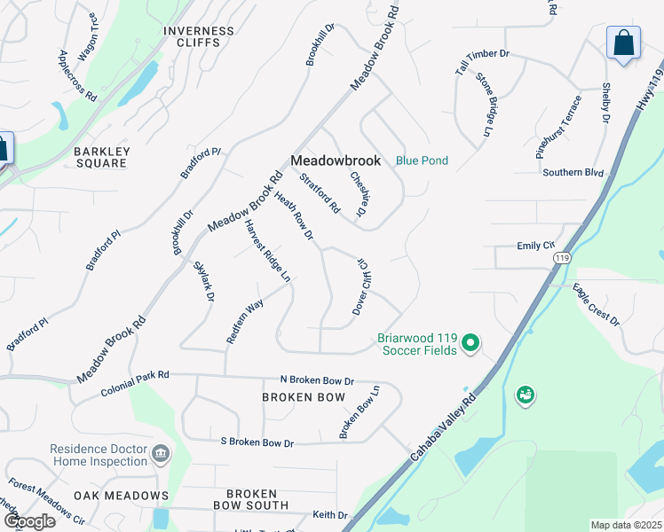 map of restaurants, bars, coffee shops, grocery stores, and more near 5536 Heath Row Drive in Birmingham