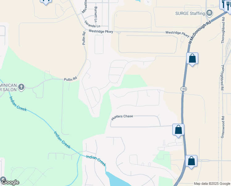 map of restaurants, bars, coffee shops, grocery stores, and more near 143 Stoney Brook Way in McDonough