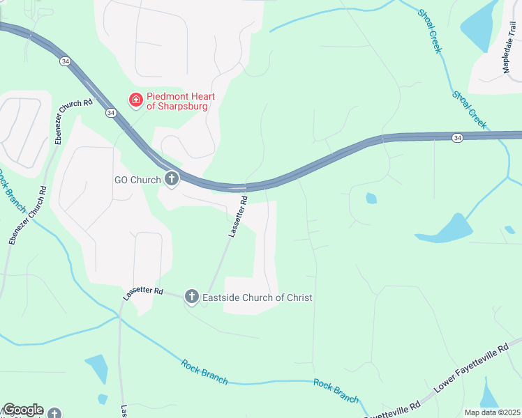 map of restaurants, bars, coffee shops, grocery stores, and more near 4006 Georgia 34 in Sharpsburg