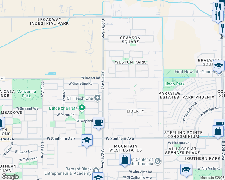 map of restaurants, bars, coffee shops, grocery stores, and more near 2609 West Chanute Pass in Phoenix