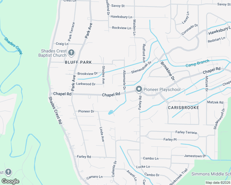 map of restaurants, bars, coffee shops, grocery stores, and more near 2213 Chapel Road in Birmingham