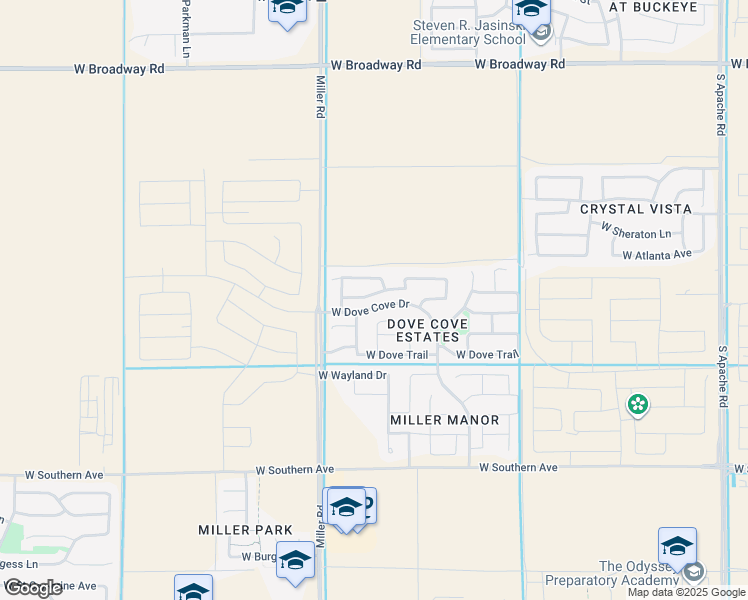 map of restaurants, bars, coffee shops, grocery stores, and more near 5434 South Dove Valley in Buckeye