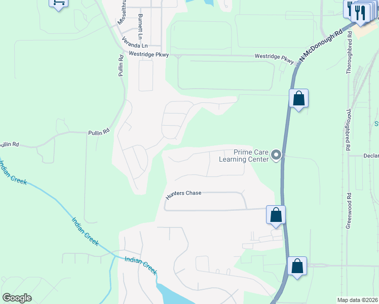 map of restaurants, bars, coffee shops, grocery stores, and more near 133 Stoney Brook Way in McDonough