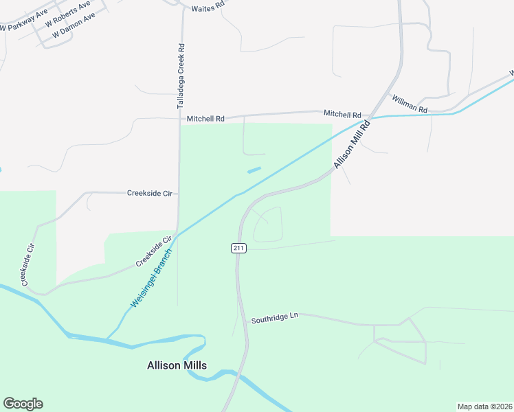 map of restaurants, bars, coffee shops, grocery stores, and more near 15 Sunlight Cr in Talladega