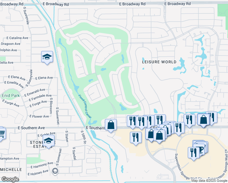 map of restaurants, bars, coffee shops, grocery stores, and more near 1441 Courtland Circle in Mesa