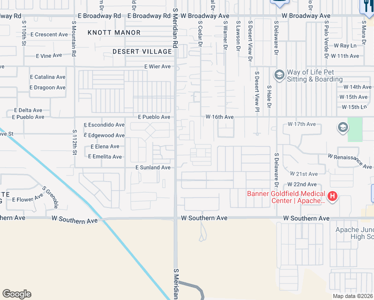map of restaurants, bars, coffee shops, grocery stores, and more near 11050 East Apache Trail in Apache Junction