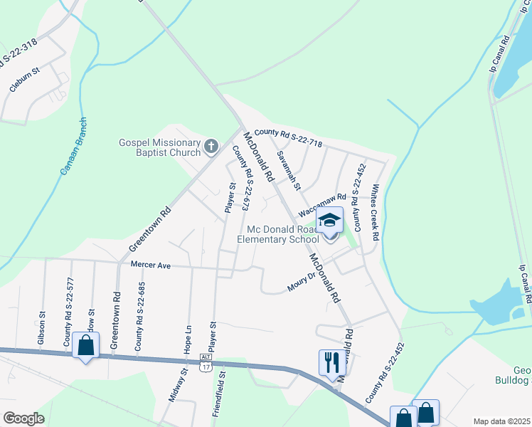 map of restaurants, bars, coffee shops, grocery stores, and more near 677 Stacy Court in Georgetown