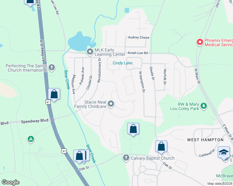 map of restaurants, bars, coffee shops, grocery stores, and more near 1149 Bluecoat Circle in Hampton