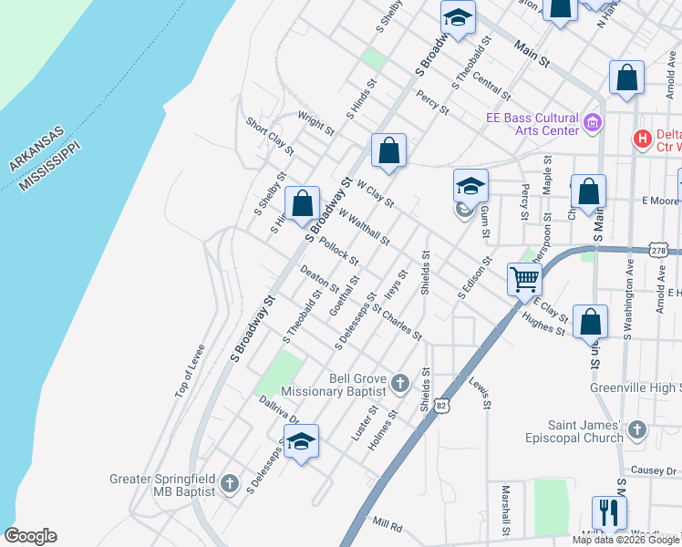 map of restaurants, bars, coffee shops, grocery stores, and more near 700-728 Pollock St in Greenville