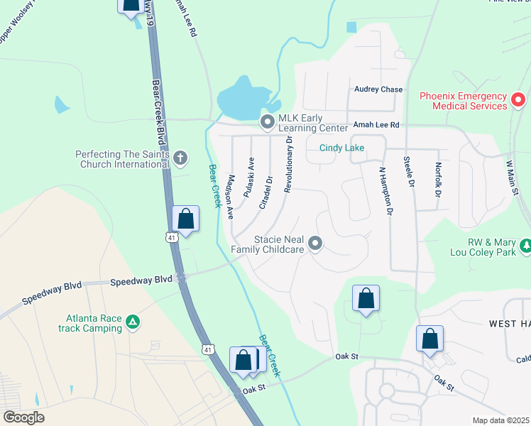 map of restaurants, bars, coffee shops, grocery stores, and more near 89 Citadel Drive in Hampton