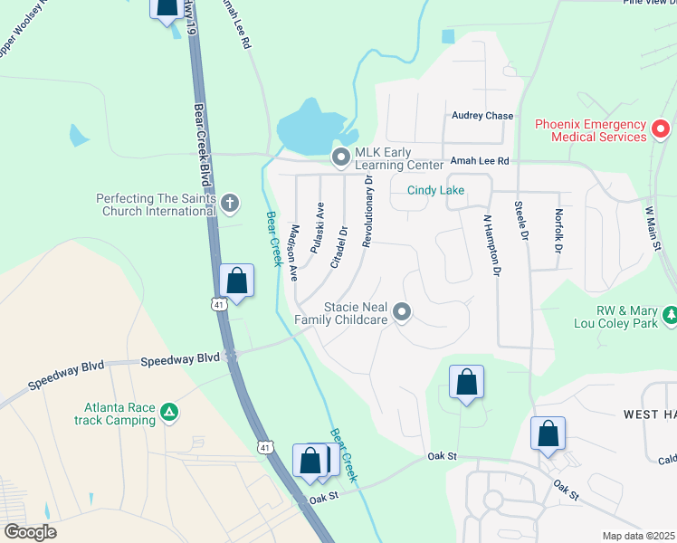 map of restaurants, bars, coffee shops, grocery stores, and more near 89 Citadel Drive in Hampton