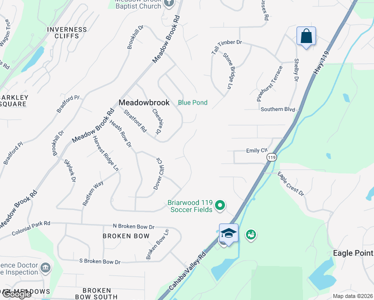 map of restaurants, bars, coffee shops, grocery stores, and more near 5391 Harvest Ridge Lane in Birmingham
