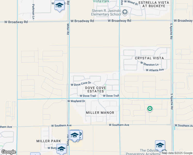 map of restaurants, bars, coffee shops, grocery stores, and more near 24911 West Dove Mesa Drive in Buckeye