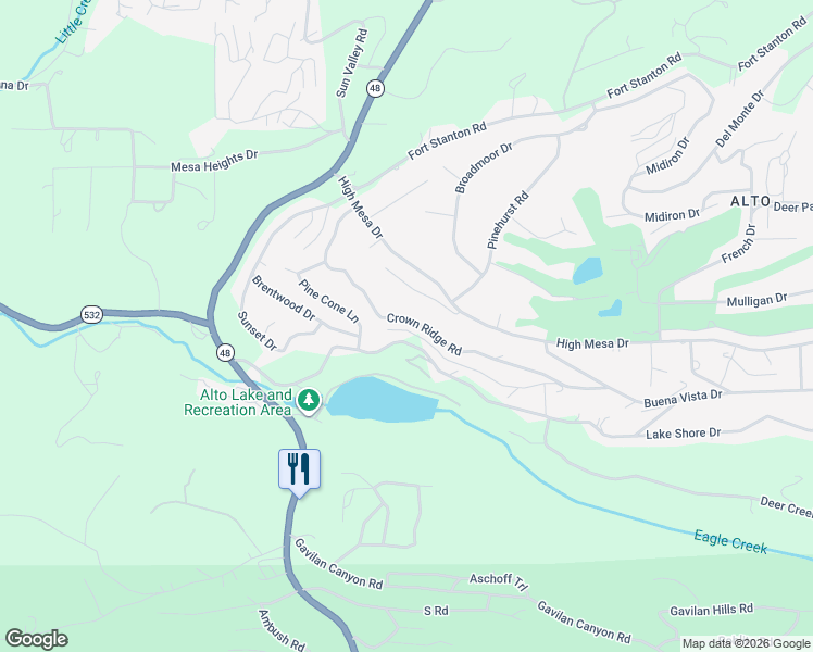 map of restaurants, bars, coffee shops, grocery stores, and more near 148 Crown Ridge Road in Alto