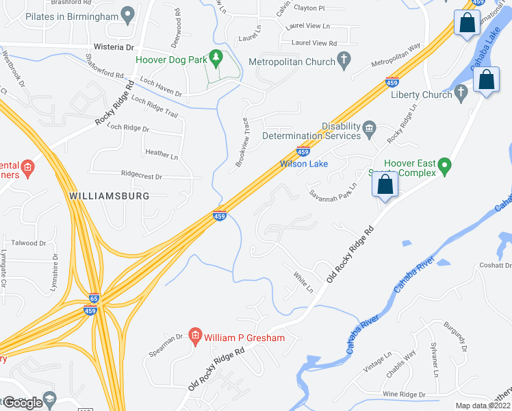 map of restaurants, bars, coffee shops, grocery stores, and more near 2435 Chestnut Ridge Lane in Birmingham