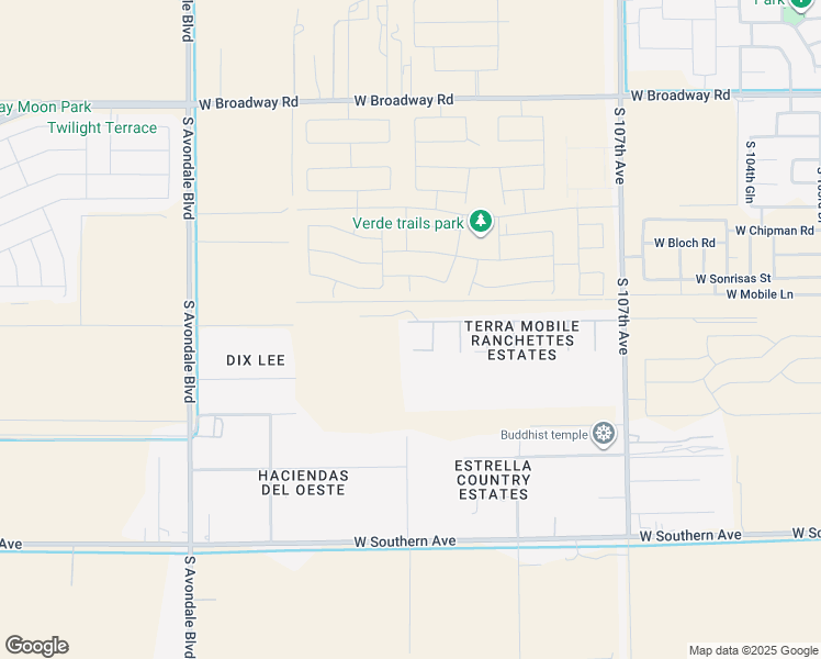 map of restaurants, bars, coffee shops, grocery stores, and more near 11039 West Roeser Road in Tolleson