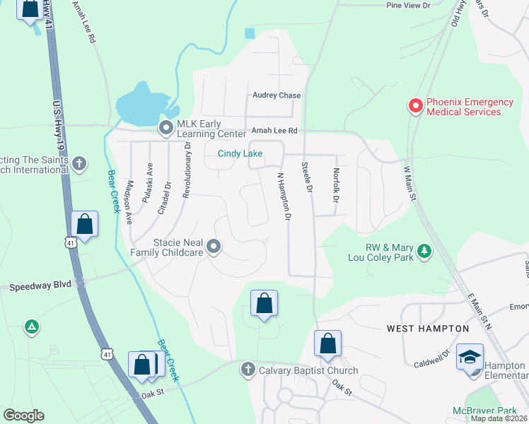 map of restaurants, bars, coffee shops, grocery stores, and more near 1652 Graystone Drive in Hampton