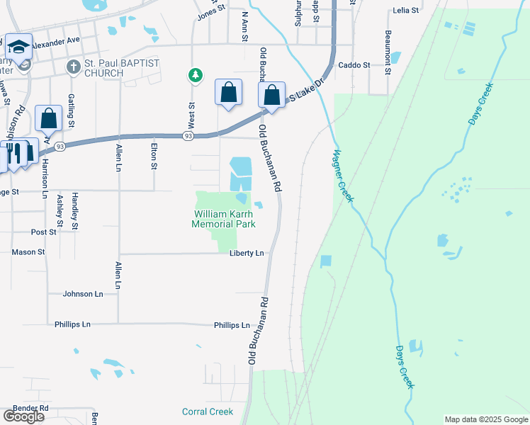 map of restaurants, bars, coffee shops, grocery stores, and more near 2008 Buchanan Road in Texarkana