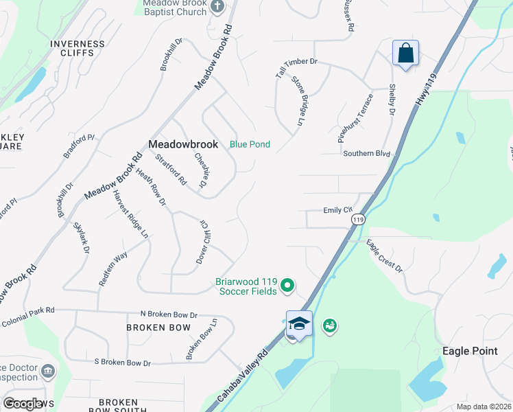 map of restaurants, bars, coffee shops, grocery stores, and more near 5395 Harvest Ridge Lane in Birmingham