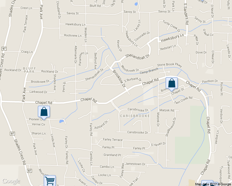map of restaurants, bars, coffee shops, grocery stores, and more near 2349 Chapel Road in Birmingham