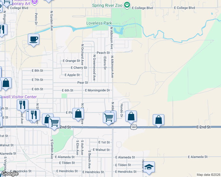 map of restaurants, bars, coffee shops, grocery stores, and more near 37 East Morningside Drive in Roswell