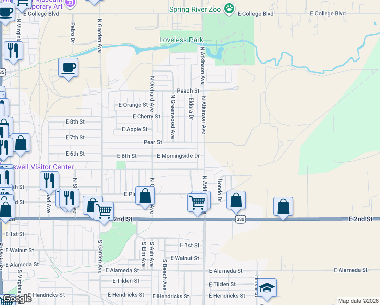 map of restaurants, bars, coffee shops, grocery stores, and more near 37-99 East Morningside Drive in Roswell