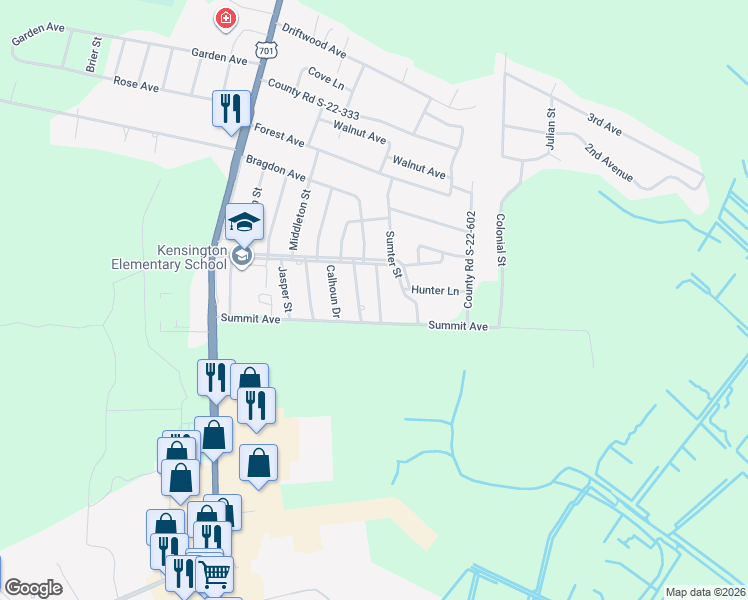 map of restaurants, bars, coffee shops, grocery stores, and more near 1701 Wren Street in Georgetown