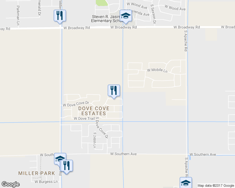 map of restaurants, bars, coffee shops, grocery stores, and more near 24731 West Dove Butte in Buckeye