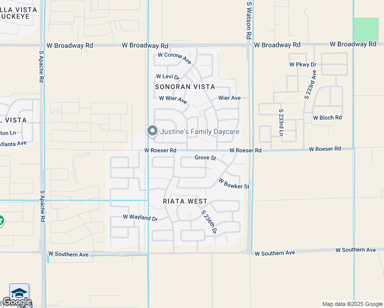 map of restaurants, bars, coffee shops, grocery stores, and more near 23740 West Grove Street in Buckeye