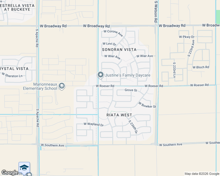 map of restaurants, bars, coffee shops, grocery stores, and more near 23816 West Grove Street in Buckeye