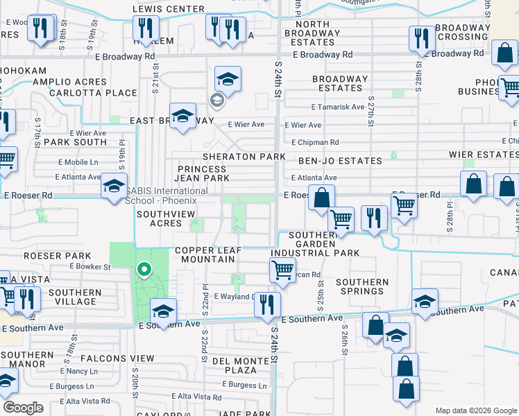 map of restaurants, bars, coffee shops, grocery stores, and more near in Phoenix