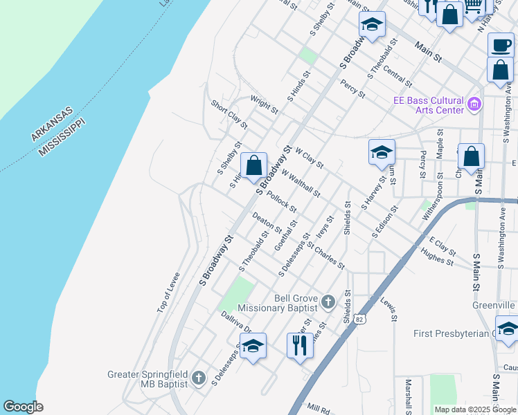 map of restaurants, bars, coffee shops, grocery stores, and more near 615 Deaton Street in Greenville