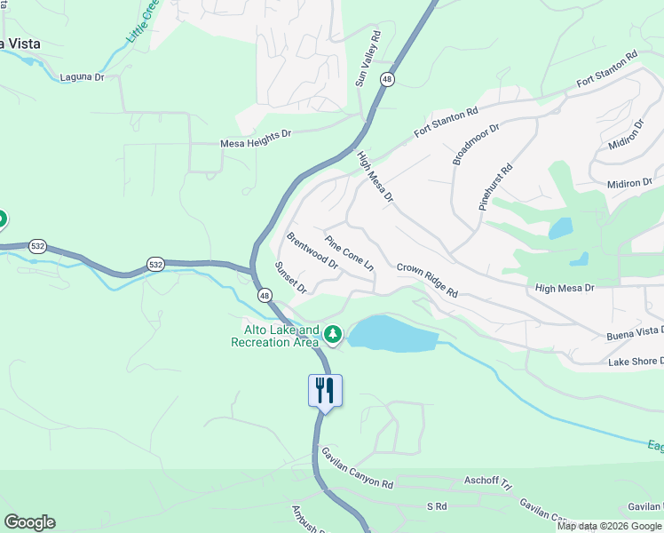 map of restaurants, bars, coffee shops, grocery stores, and more near 110 Sunset Drive in Alto