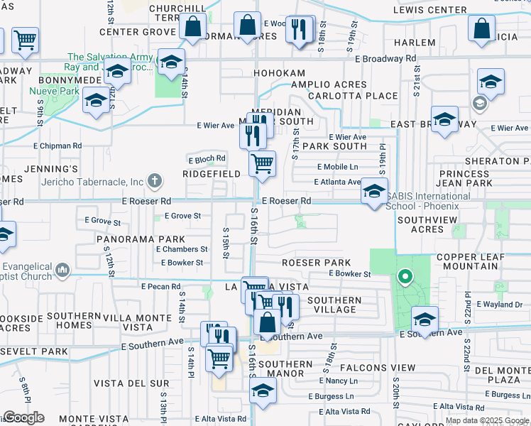 map of restaurants, bars, coffee shops, grocery stores, and more near in Phoenix