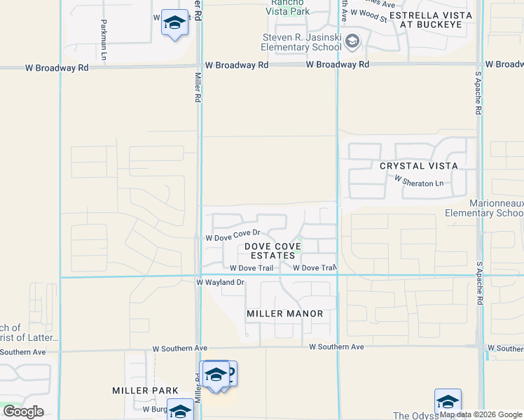 map of restaurants, bars, coffee shops, grocery stores, and more near 24942 West Dove Mesa Drive in Buckeye