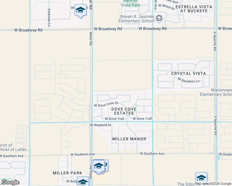 map of restaurants, bars, coffee shops, grocery stores, and more near 24942 West Dove Mesa Drive in Buckeye