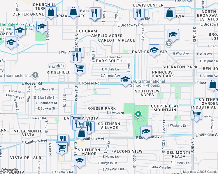 map of restaurants, bars, coffee shops, grocery stores, and more near 1820 Grenadine Road in Phoenix