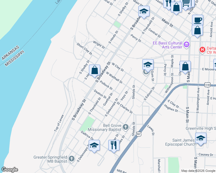 map of restaurants, bars, coffee shops, grocery stores, and more near 700 Pollock Street in Greenville