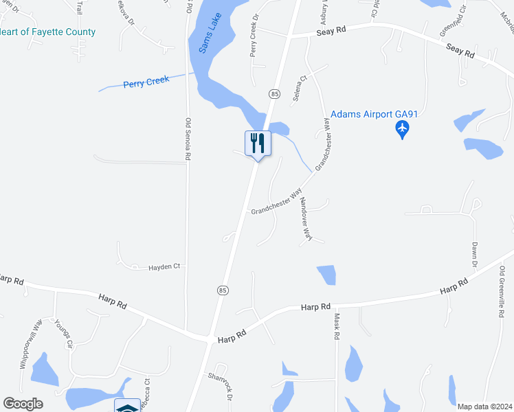 map of restaurants, bars, coffee shops, grocery stores, and more near 335 Grandchester Way in Fayetteville
