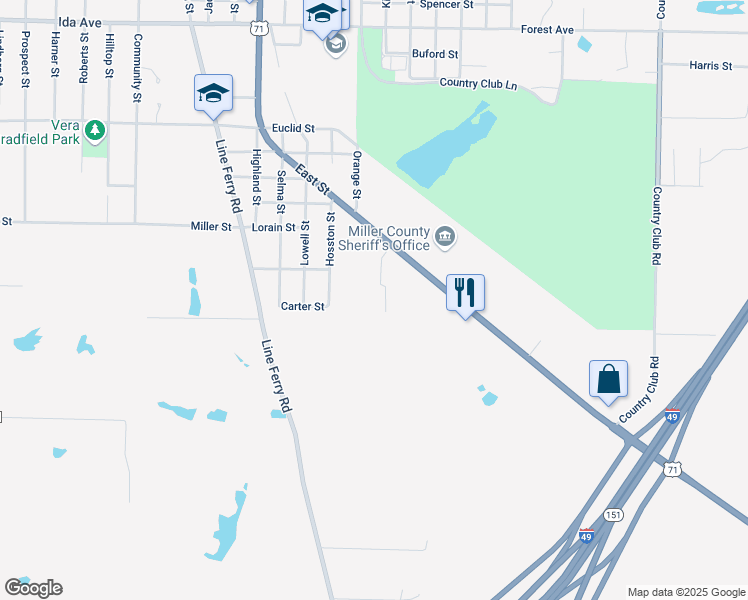 map of restaurants, bars, coffee shops, grocery stores, and more near 2106 Hosston Street in Texarkana